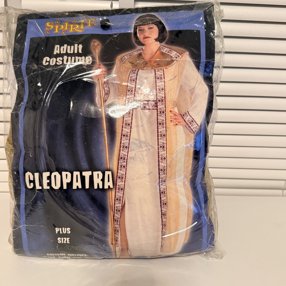 Spirit Halloween Cleopatra Costume Sz XL Plus White Gold Cape Egyptian Queen